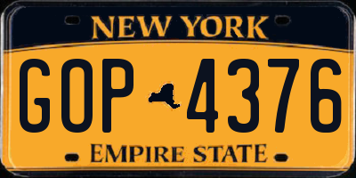 NY license plate GOP4376