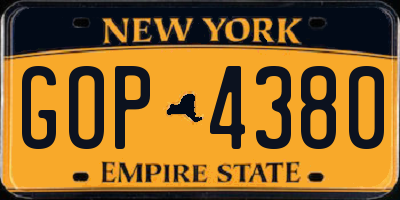 NY license plate GOP4380