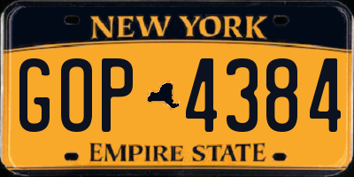NY license plate GOP4384