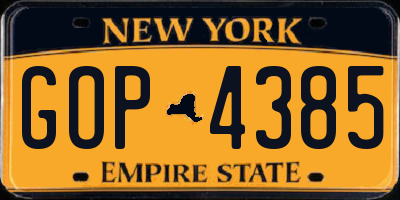 NY license plate GOP4385