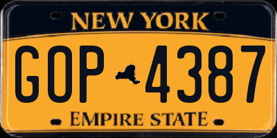 NY license plate GOP4387