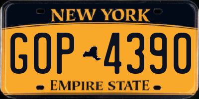 NY license plate GOP4390