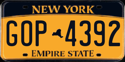 NY license plate GOP4392