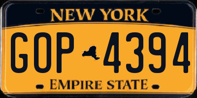 NY license plate GOP4394