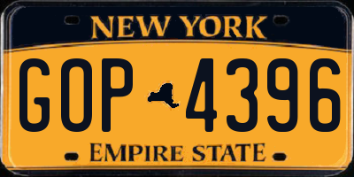 NY license plate GOP4396