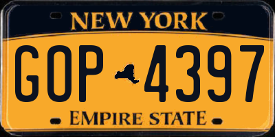 NY license plate GOP4397