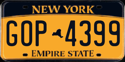 NY license plate GOP4399