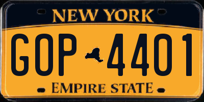 NY license plate GOP4401