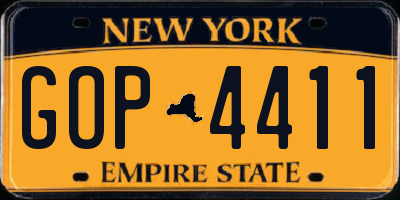 NY license plate GOP4411
