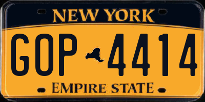 NY license plate GOP4414