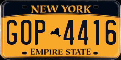 NY license plate GOP4416