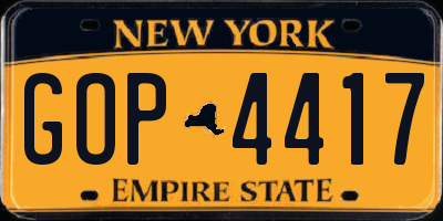 NY license plate GOP4417