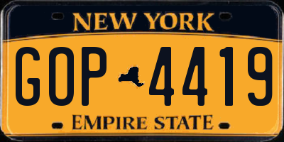 NY license plate GOP4419