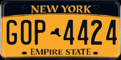 NY license plate GOP4424