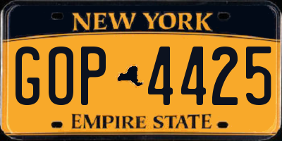 NY license plate GOP4425