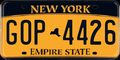 NY license plate GOP4426
