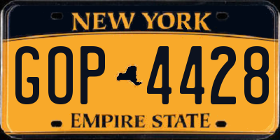 NY license plate GOP4428