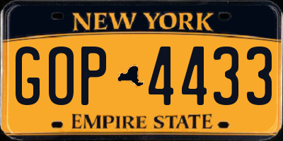 NY license plate GOP4433