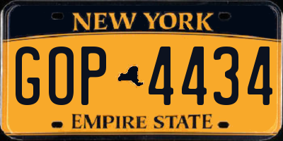 NY license plate GOP4434
