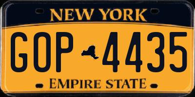 NY license plate GOP4435