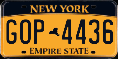 NY license plate GOP4436