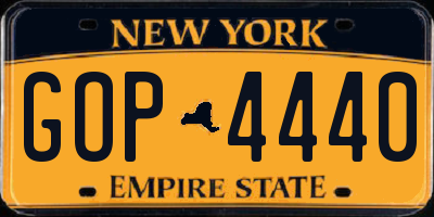 NY license plate GOP4440