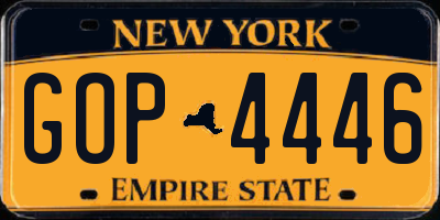 NY license plate GOP4446