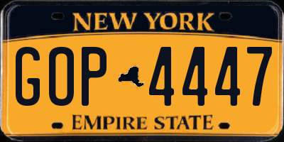 NY license plate GOP4447