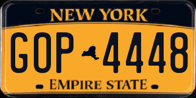NY license plate GOP4448