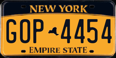 NY license plate GOP4454