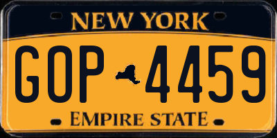 NY license plate GOP4459