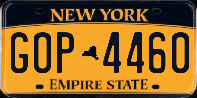 NY license plate GOP4460