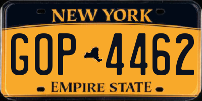 NY license plate GOP4462