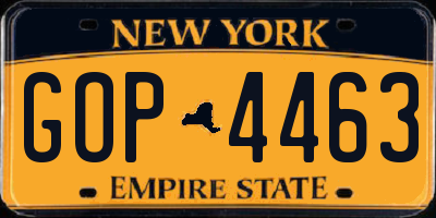 NY license plate GOP4463