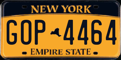 NY license plate GOP4464