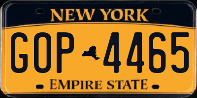 NY license plate GOP4465