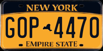 NY license plate GOP4470