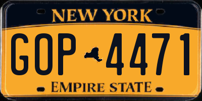 NY license plate GOP4471