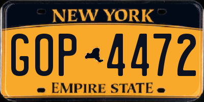 NY license plate GOP4472