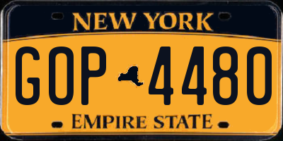 NY license plate GOP4480