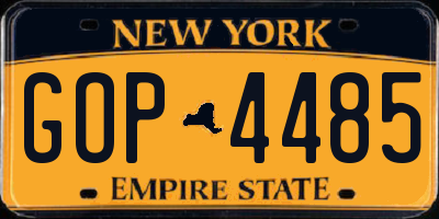 NY license plate GOP4485