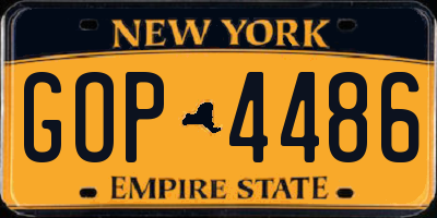 NY license plate GOP4486