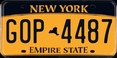 NY license plate GOP4487