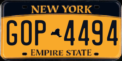 NY license plate GOP4494