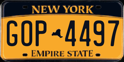 NY license plate GOP4497