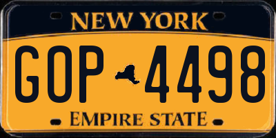 NY license plate GOP4498