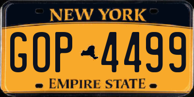 NY license plate GOP4499