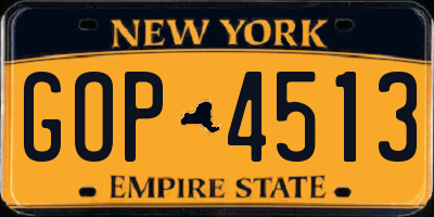 NY license plate GOP4513