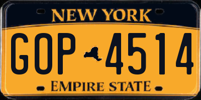 NY license plate GOP4514