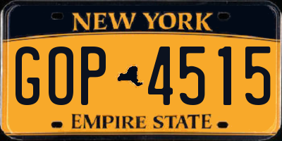 NY license plate GOP4515